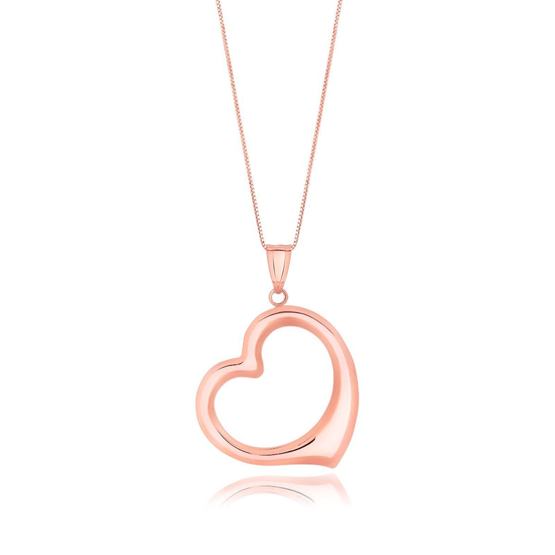 14K Rose Gold Floating Heart Drop Pendant