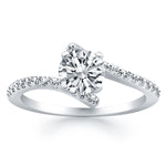 14K White Gold Open Shank Bypass Diamond Engagement Ring