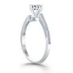 14K White Gold Open Shank Bypass Diamond Engagement Ring