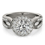 14K White Gold Round with Teardrop Split Band Diamond Engagement Ring (1 1/3 ct. tw.)