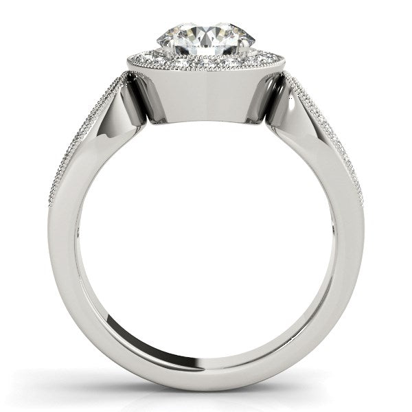 14K White Gold Round with Teardrop Split Band Diamond Engagement Ring (1 1/3 ct. tw.)