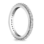 14K White Gold Pave Set Round Cut Diamond Eternity Ring with Milgrained Edging