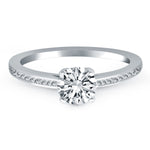 14K White Gold Channel Set Cathedral Engagement Ring