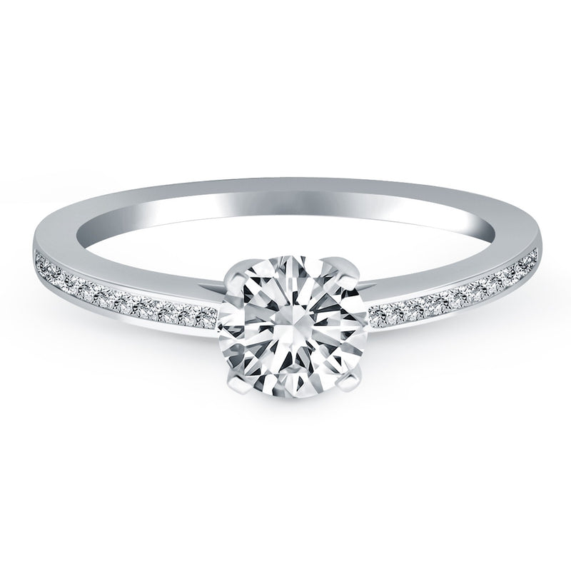 14K White Gold Channel Set Cathedral Engagement Ring