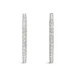 Oval Shape Two Sided Diamond Hoop Earrings in 14K White Gold (2 ct. tw.)