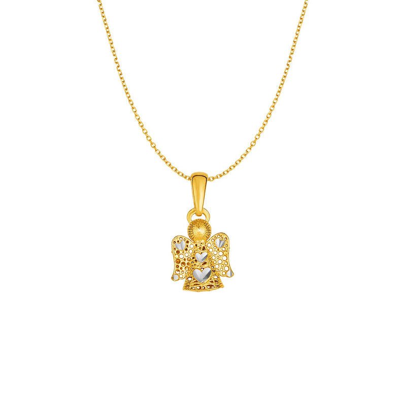 Filigree Style Angel Pendant in 14K Yellow Gold