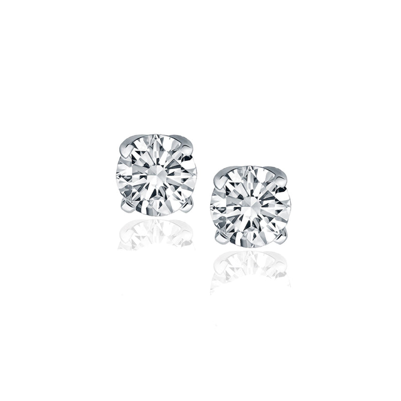 14K White Gold Diamond Four Prong Stud Earrings (1 c.t. tw.)