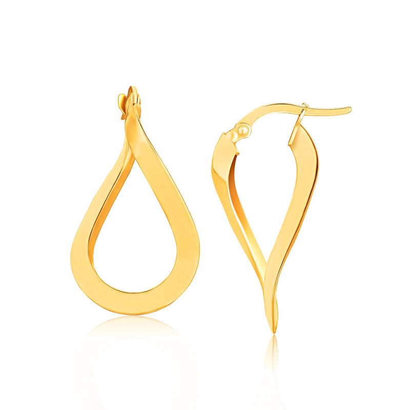 10K Yellow Gold Flat Polished Twisted Hoop Earrings