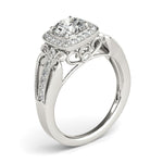 14K White Gold Baroque Shank Style Round Cut Diamond Engagement Ring (1 1/4 ct. tw.)