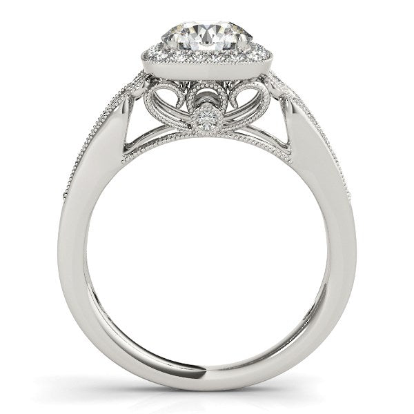 14K White Gold Baroque Shank Style Round Cut Diamond Engagement Ring (1 1/4 ct. tw.)