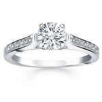 14K White Gold Pave Diamond Cathedral Engagement Ring