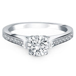 14K White Gold Pave Diamond Cathedral Engagement Ring