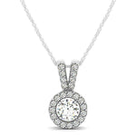 Round Pendant with Split Bail and Diamond Halo in 14K White Gold (3/4 ct. tw.)