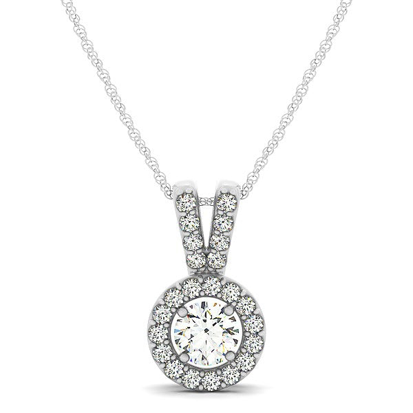 Round Pendant with Split Bail and Diamond Halo in 14K White Gold (3/4 ct. tw.)