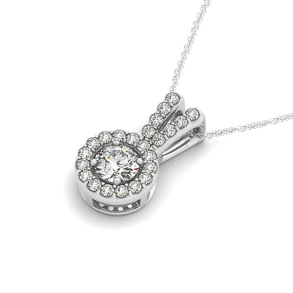 Round Pendant with Split Bail and Diamond Halo in 14K White Gold (3/4 ct. tw.)