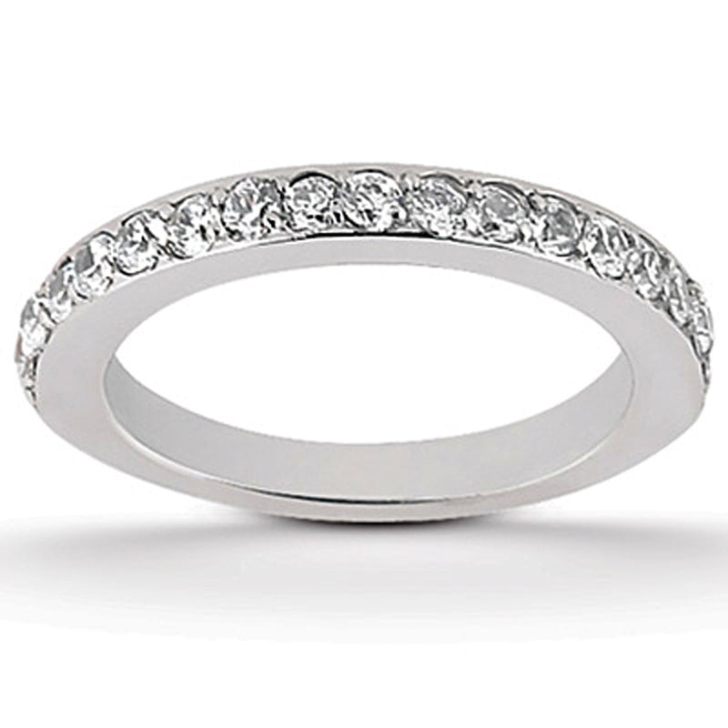 14K White Gold Pave Diamond Wedding Ring Band Set 1/2 Around