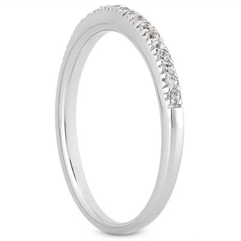 14K White Gold Fancy Engraved Pave Diamond Wedding Ring Band