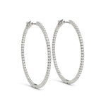 14K White Gold Slim Two Sided Diamond Hoop Earrings (1 1/2 ct. tw.)