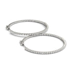 14K White Gold Slim Two Sided Diamond Hoop Earrings (1 1/2 ct. tw.)