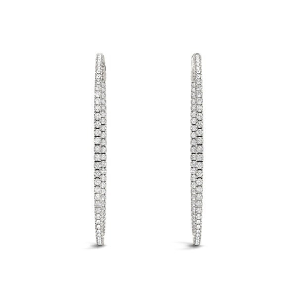 14K White Gold Slim Two Sided Diamond Hoop Earrings (1 1/2 ct. tw.)