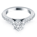 14K White Gold Curved Shank Engagement Ring with Pave Diamonds