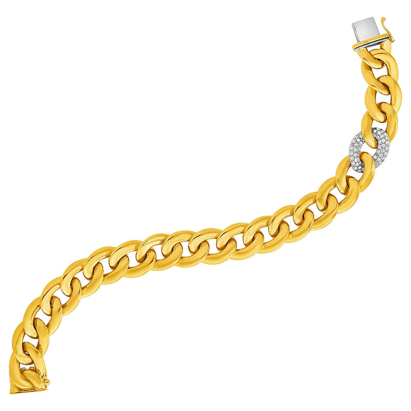 14K Gold and Diamond Curb Style Link Bracelet (5/8 ct. tw.)