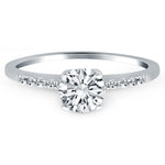 14K White Gold Engagement Ring with Diamond Band Design