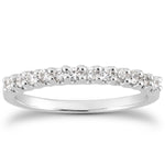 14K White Gold Fancy U Setting Shared Prong Diamond Wedding Ring Band