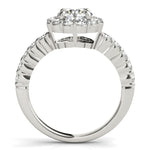 14K White Gold Round Floral Motif Diamond Engagement Ring (1 5/8 ct. tw.)