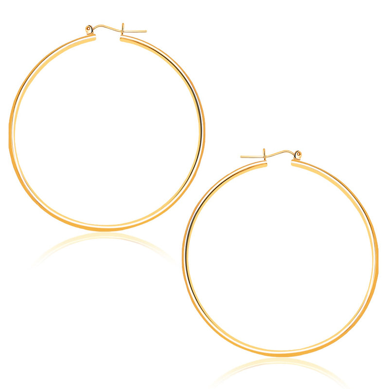 14K Yellow Gold Polished Hoop Earrings (45 mm)