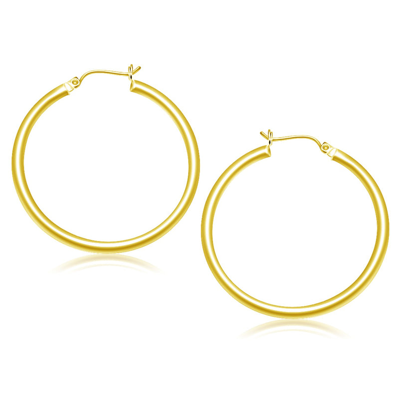 14K Yellow Gold Polished Hoop Earrings (40 mm)