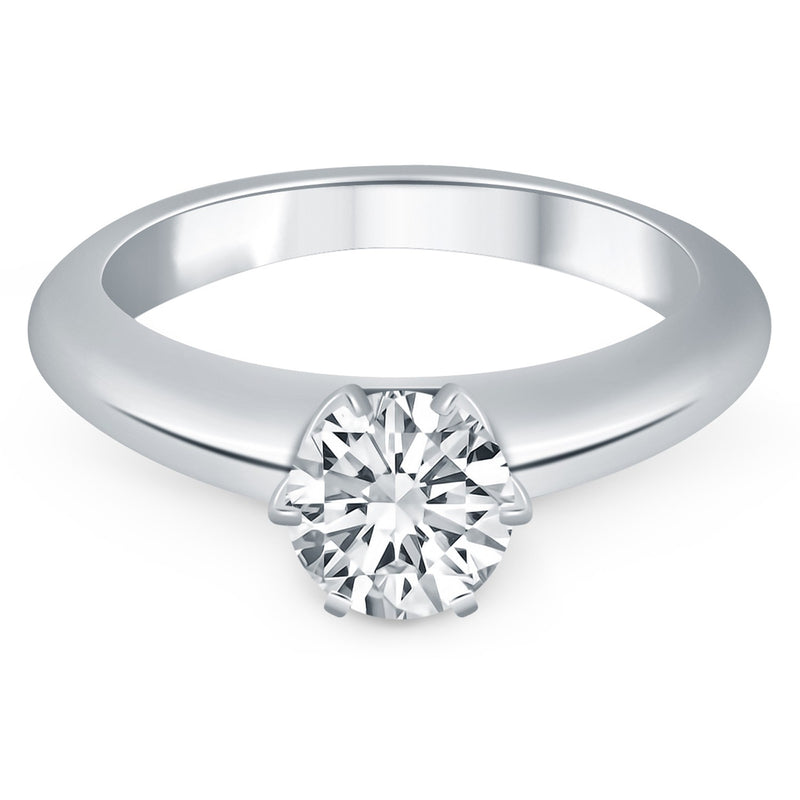 14K White Gold Solitaire Cathedral Engagement Ring