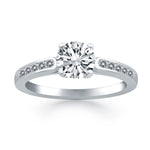 14K White Gold Diamond Channel Cathedral Engagement Ring