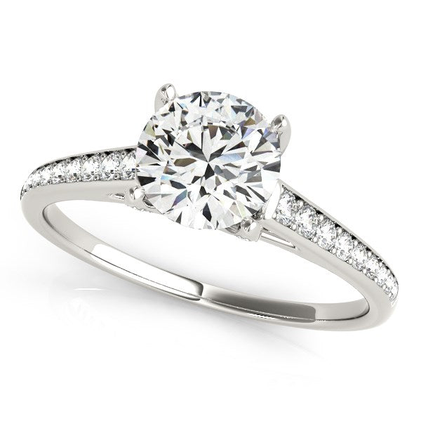 14K White Gold Round Diamond Single Row Engagement Ring With Cathedral Design (1 1/3 ct. tw.)