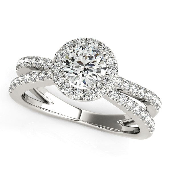 14K White Gold Round Diamond Engagement Ring with Split Shank Design (1 1/2 ct. tw.)