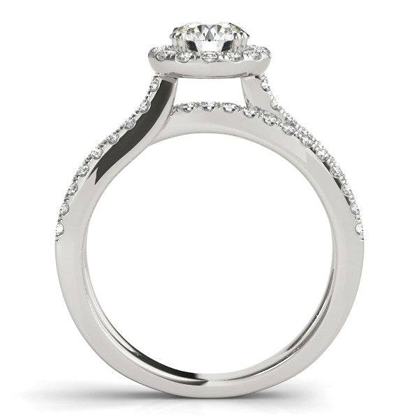 14K White Gold Round Diamond Engagement Ring with Split Shank Design (1 1/2 ct. tw.)