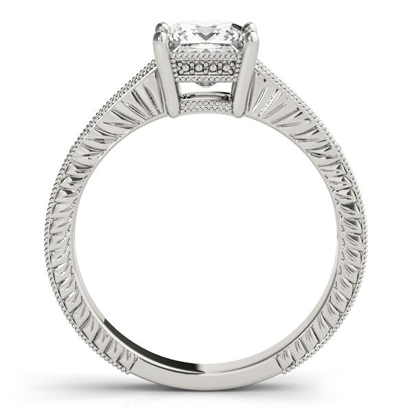 14K White Gold Antique Style Pronged Princess Cut Diamond Engagement Ring (1 1/8 ct. tw.)