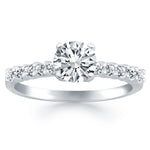 14K White Gold Shared Prong Diamond Band Accent Engagement Ring