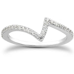 14K White Gold Fancy Zig Zag Pave Diamond Wedding Ring Band