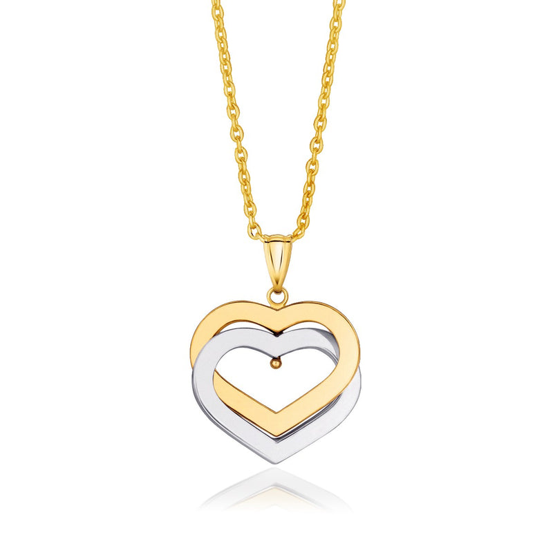 14K Two-Tone Gold Intertwined Hearts Pendant