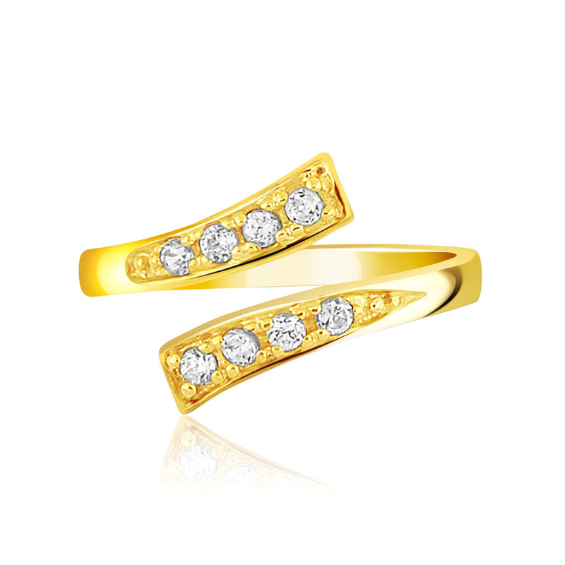 14K Yellow Gold Contemporary Cubic Zirconia Accented Toe Ring