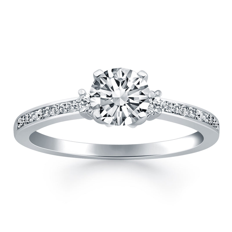 14K White Gold Diamond Accent Engagement Ring