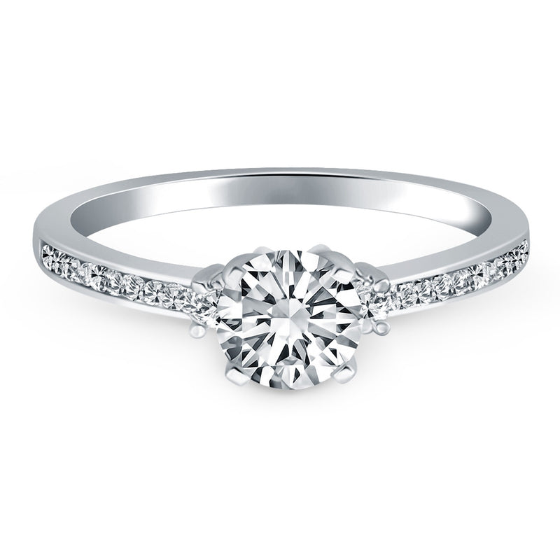 14K White Gold Diamond Accent Engagement Ring