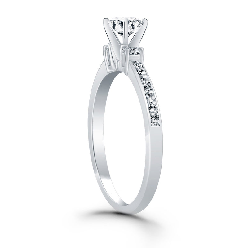 14K White Gold Diamond Accent Engagement Ring