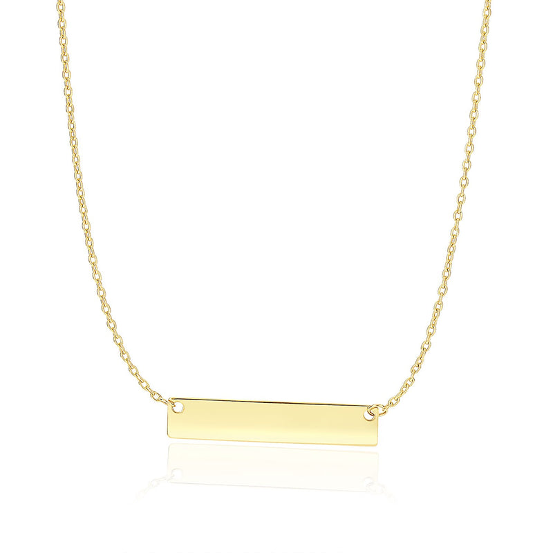 14K Yellow Gold Smooth Flat Horizontal Bar Style Necklace