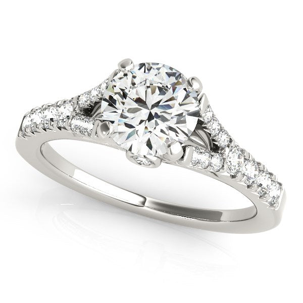 14K White Gold Split Shank Round Prong Set Diamond Engagement Ring (1 3/8 ct. tw.)