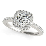 14K White Gold Round Pave Style Slim Shank Diamond Engagement Ring (1 1/8 ct. tw.)