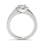 14K White Gold Round Pave Style Slim Shank Diamond Engagement Ring (1 1/8 ct. tw.)