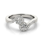 14K White Gold Curved Band Style Two Diamond Ring (5/8 ct. tw.)