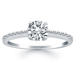 14K White Gold Engagement Ring with Pave Diamond Band